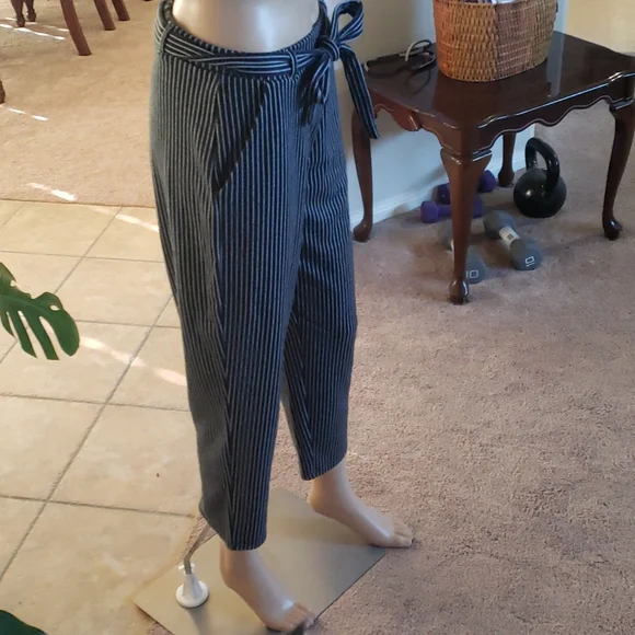 Forever 21 s microstripe stretchy comfy cropped slacks slip on - Picture 4 of 8